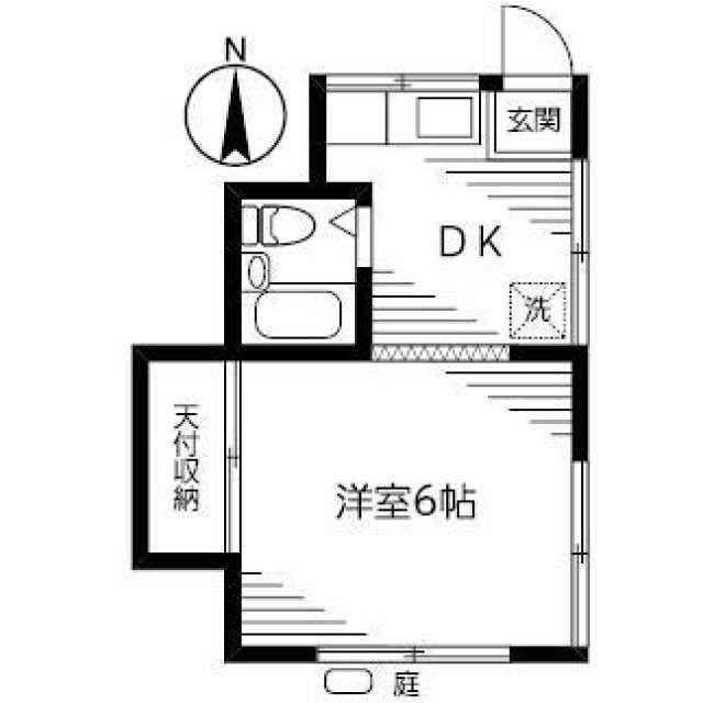 北島荘(ワンルーム/1階)の間取り写真