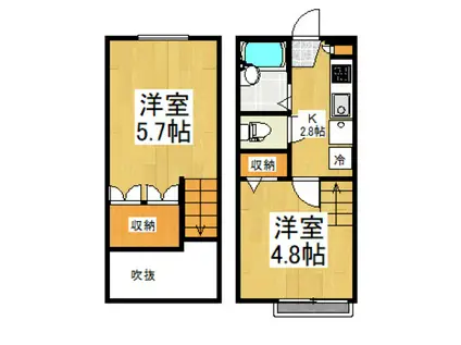 ヒルサイド清瀬(2K/3階)の間取り写真