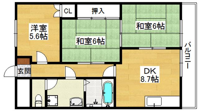 ウエストハイツP1(3LDK/5階)の間取り写真