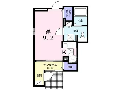 ル・プロミエ(ワンルーム/1階)の間取り写真