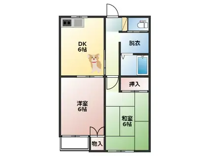 カーサ上豊岡(2DK/1階)の間取り写真