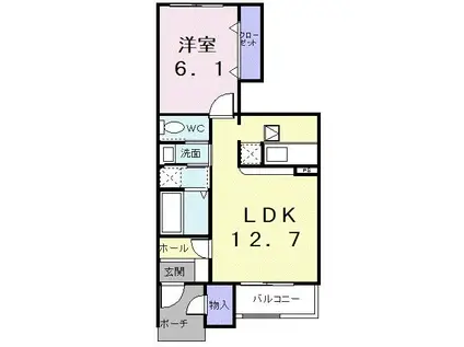 アルバ-ダA(1LDK/1階)の間取り写真
