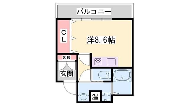 シャトー三和南車崎(ワンルーム/3階)の間取り写真