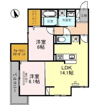 WEALTH JOTO(2LDK/1階)の間取り写真