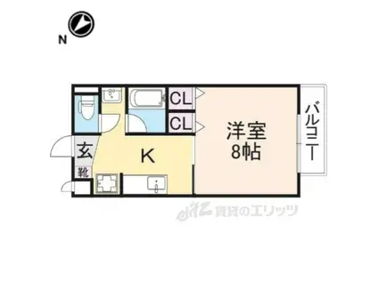 SURPLUS I ハピネスB(1K/2階)の間取り写真