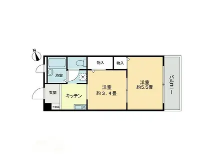 フィネス中屋敷(2K/3階)の間取り写真