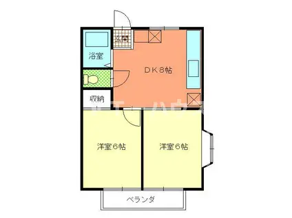 サンハイム土橋(2DK/2階)の間取り写真