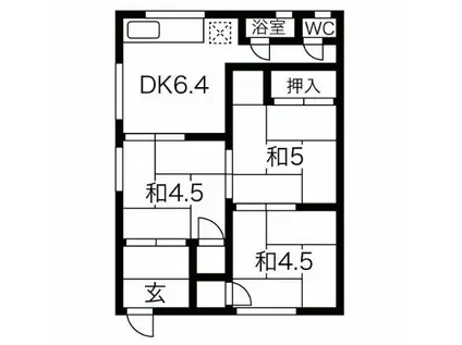 第二喜楽荘(3DK/2階)の間取り写真