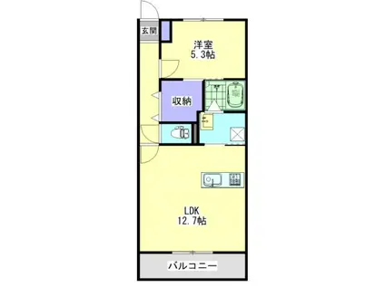 ミライデイズ都城(1LDK/3階)の間取り写真