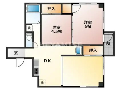 神戸海産物長崎ビル(2DK/3階)の間取り写真