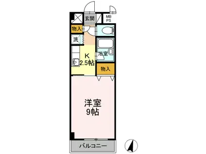 グリーンリバティ新蔵(1K/2階)の間取り写真