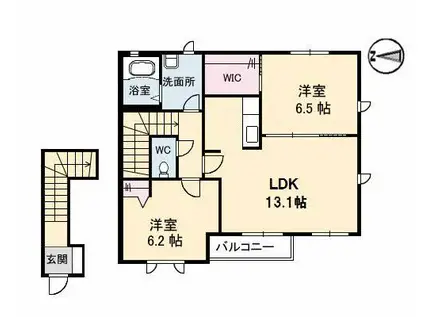 サニーハイツ(2LDK/2階)の間取り写真