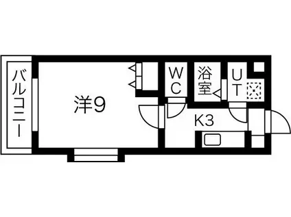 ハーヴェストII(1K/3階)の間取り写真