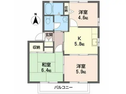 ディアス21(3K/2階)の間取り写真