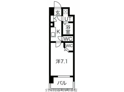 ミラージュパレス難波幸町(1K/7階)の間取り写真