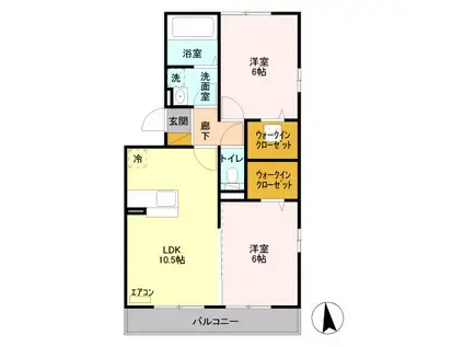 グリーンパーク(2LDK/1階)の間取り写真