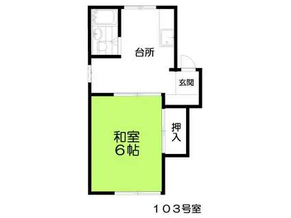 コパル由比ガ浜2(1K/1階)の間取り写真