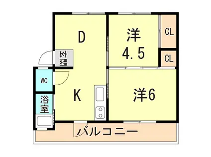 ナナミール西明石クラシコ(2DK/3階)の間取り写真