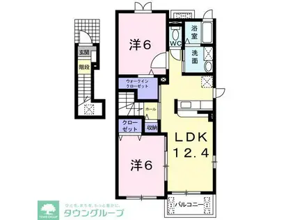 エレガント ヒル(2LDK/2階)の間取り写真