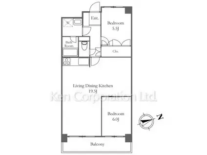 三田ナショナルコート(2LDK/10階)の間取り写真