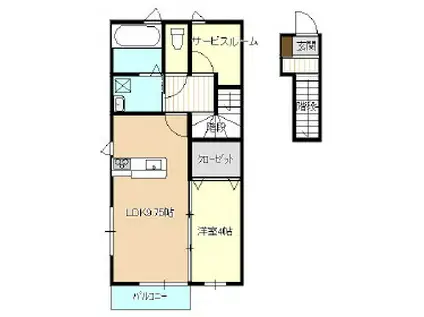 シャルマンA(1SLDK/2階)の間取り写真