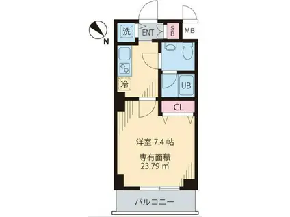 南海サザンコート行徳(1K/2階)の間取り写真