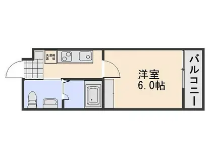 BLUE.RESIDENCE浜(1K/2階)の間取り写真