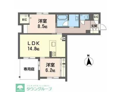 NC STYLE 本山(2LDK/1階)の間取り写真