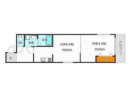 カーサ駒川中野(1LDK/3階)の間取り写真