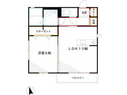 メゾンみつわ(1LDK/2階)の間取り写真
