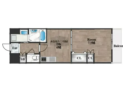 ART PENSION 高井田(1DK/6階)の間取り写真