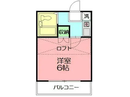 コーラル鵠沼(1K/2階)の間取り写真