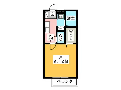 サンリヴェールM(1K/1階)の間取り写真