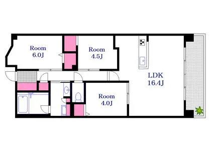 ヴェルディ・タワーヴィレッジ宇品(2SLDK/17階)の間取り写真