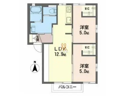 ヤマトハイツIIA(2LDK/1階)の間取り写真