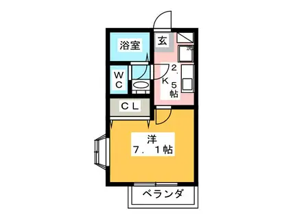 コートルミナス(1K/2階)の間取り写真