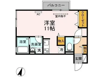 リベルテA棟(ワンルーム/2階)の間取り写真