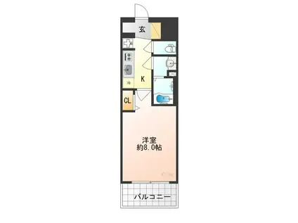 ソルテラス京都JUJO薫(1K/2階)の間取り写真