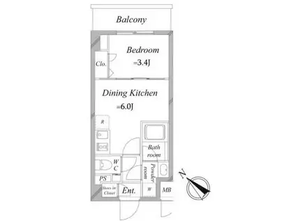 レジディア下丸子プレイス(1DK/3階)の間取り写真