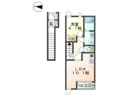 CASA美輪II(1LDK/2階)の間取り写真