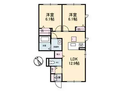 カーサ フェリーチェ(2LDK/1階)の間取り写真