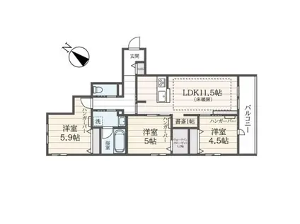 オカバ世田谷深沢ヘーベルメゾン(3LDK/2階)の間取り写真