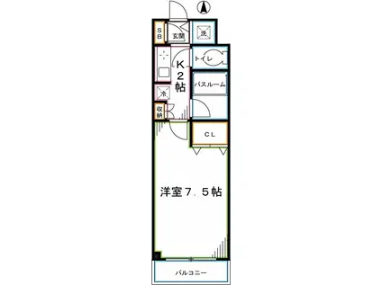 CITY SPIRE国分寺(1K/1階)の間取り写真