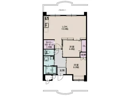 椥辻市営4棟(2LDK/1階)の間取り写真