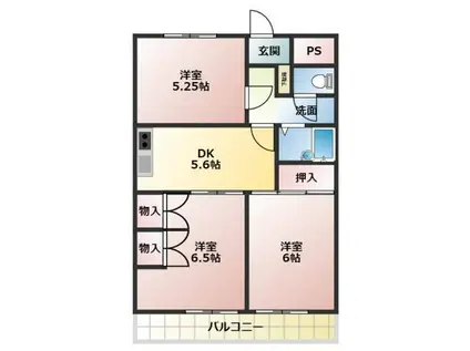 ブループランツ(3DK/2階)の間取り写真