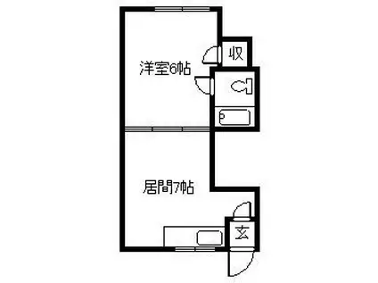 ハイツサンフラワーB(1DK/2階)の間取り写真