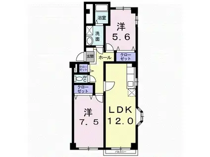 STAY-M I(2LDK/1階)の間取り写真