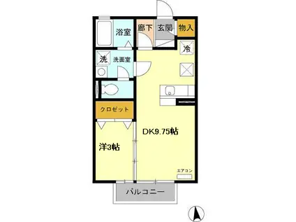 プロヴァンスK(1LDK/1階)の間取り写真