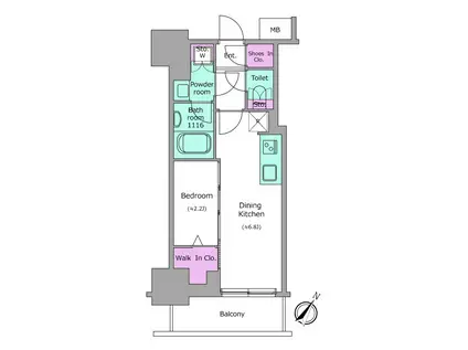 アーバネックス日本橋茅場町(1DK/8階)の間取り写真
