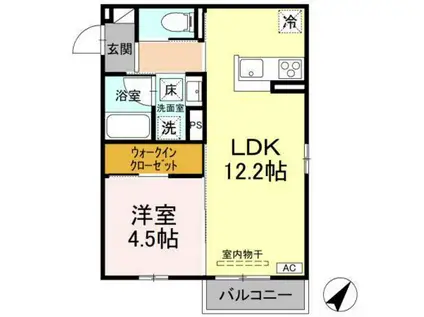 D-GRANDE下轡田(1LDK/1階)の間取り写真